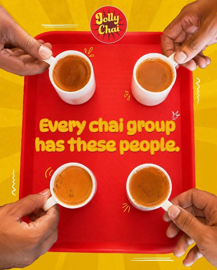 Tea & Chai Brands creative ad: Top-down tray, chai group types