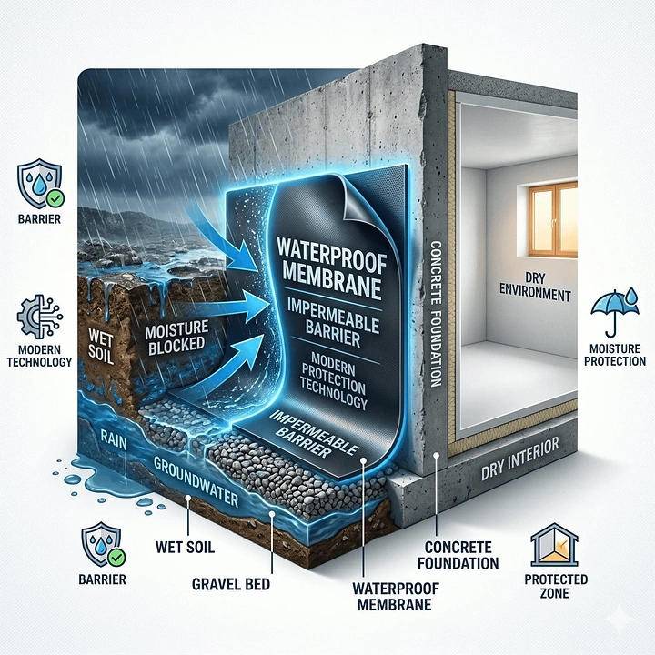 Waterproofing creative ad: Strong cutaway diagram explains waterproofing