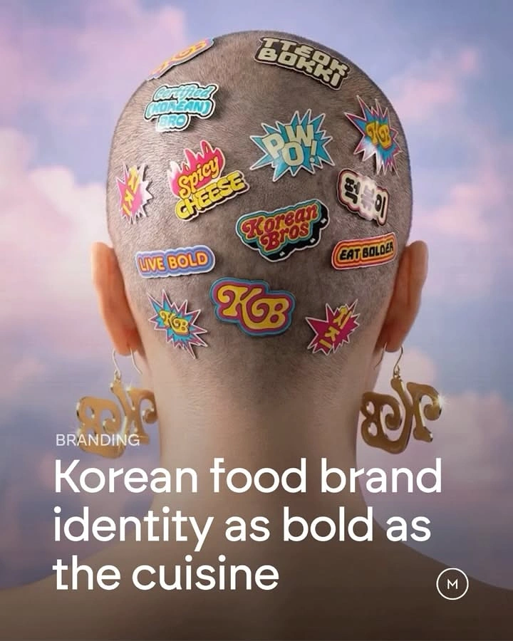 Korean Restaurants creative ad: Sticker-covered head visualizes bold brand identity