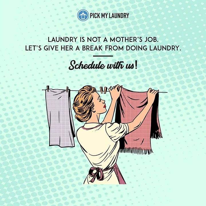 Laundry & Dry Cleaning creative ad: Retro housewife, witty 'not a mother's job' copy