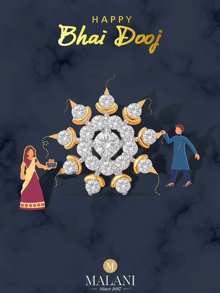 Bhai Dooj creative ad: Diamond jewel as giant centrepiece between tiny siblings