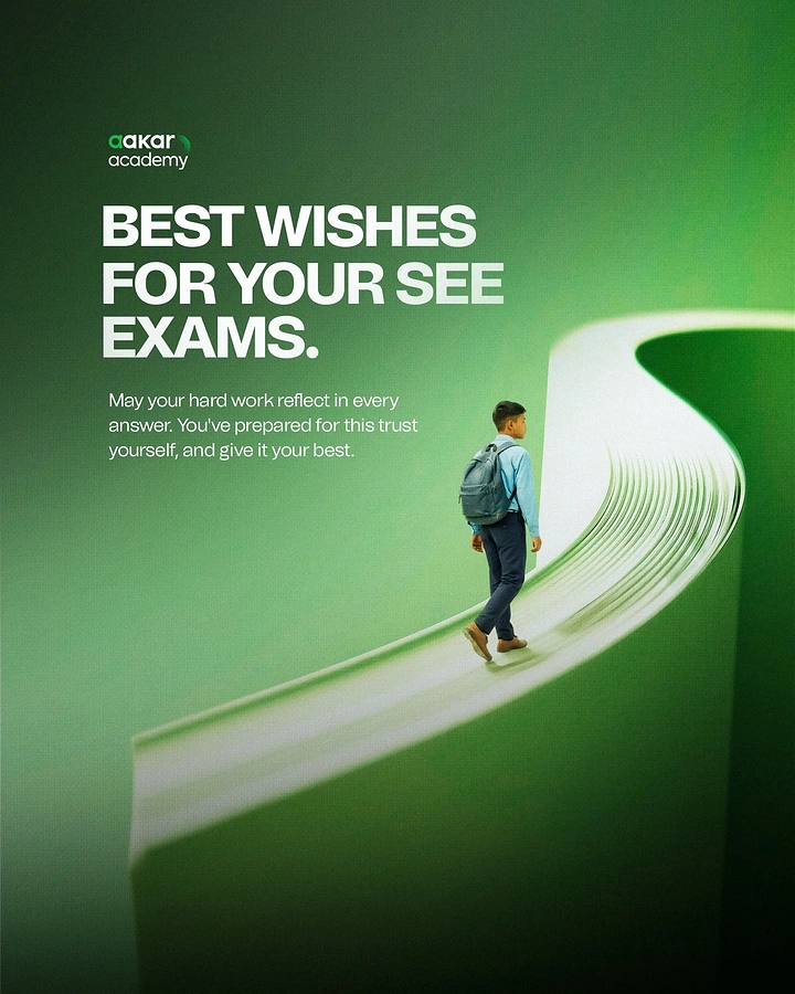 Creative ad: Student walking along the curved page edge of a giant green book