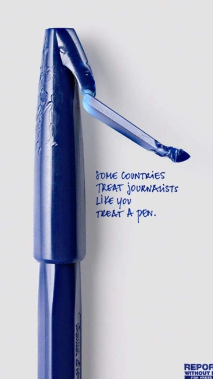 Pens & Writing Instruments creative ad: Oversized pen supports witty editorial message