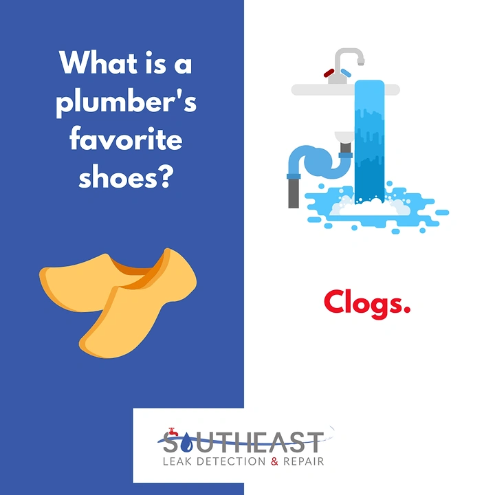 Plumbers creative ad: Clogs pun joke, simple witty layout