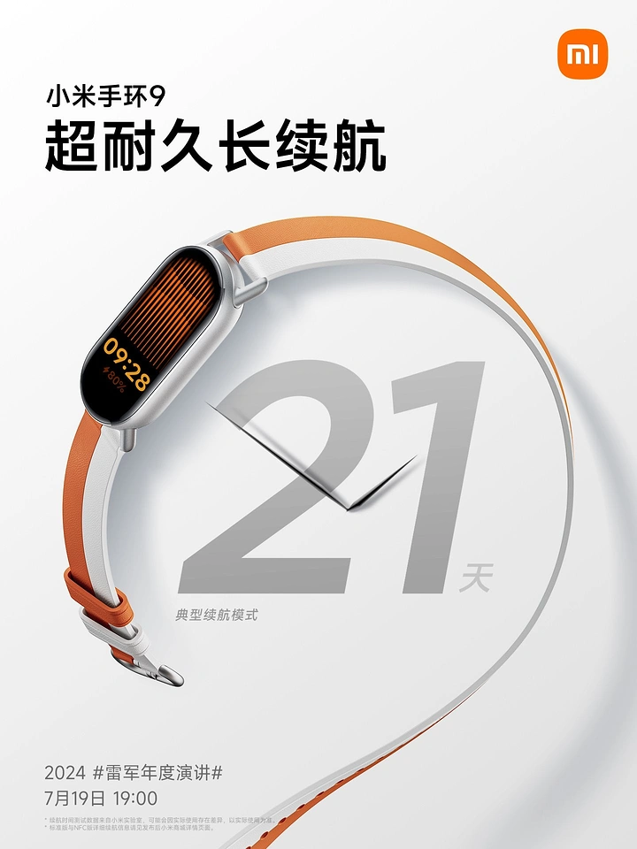 Creative ad: Fitness band with orange-white strap looping around a giant '21'