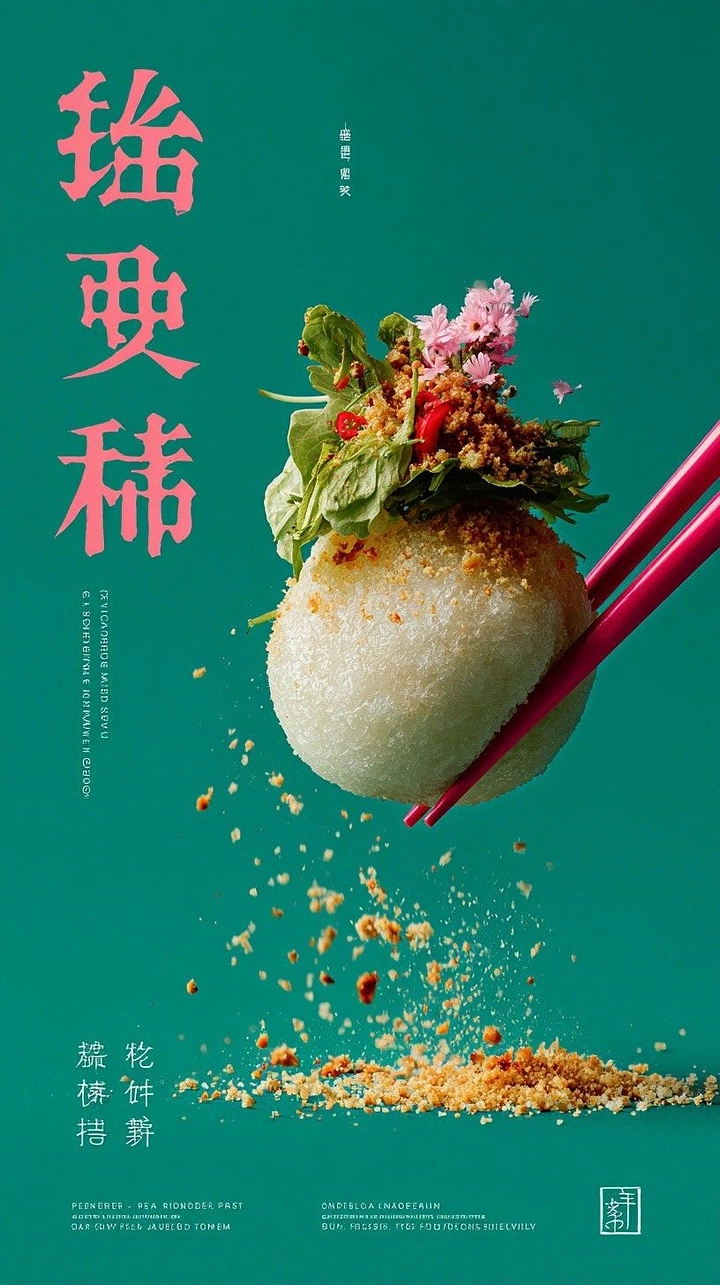 Chinese Restaurants creative ad: Food transformed into floral festival symbol