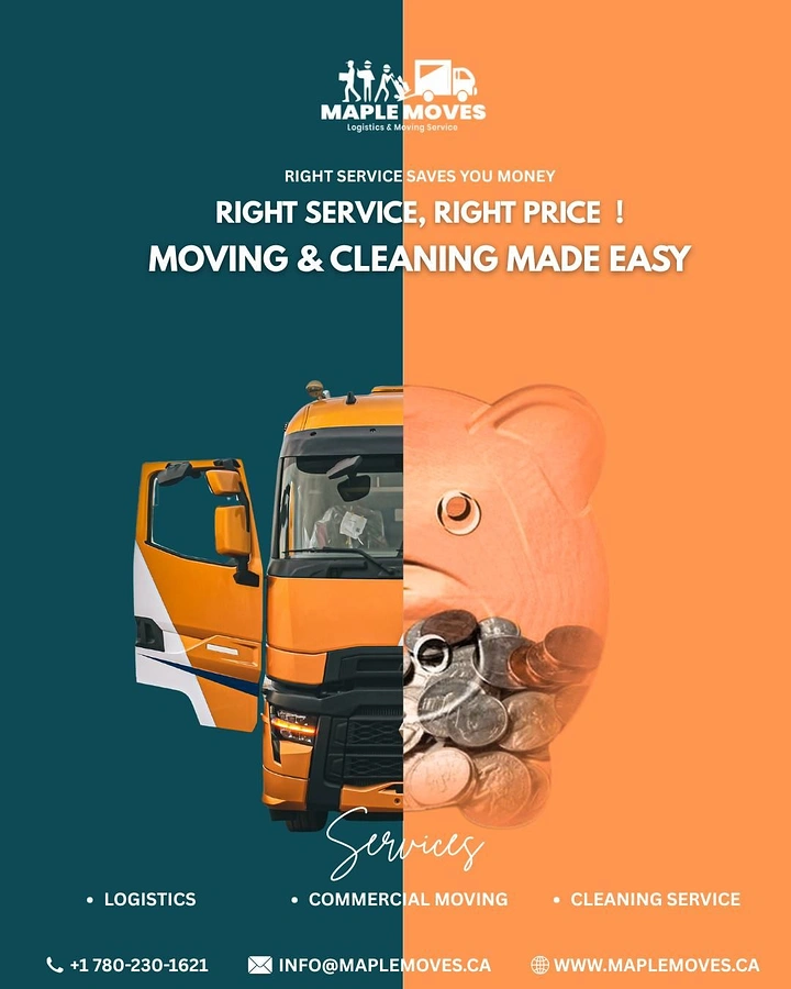 Movers & Packers creative ad: Truck merged with piggy bank: saves money