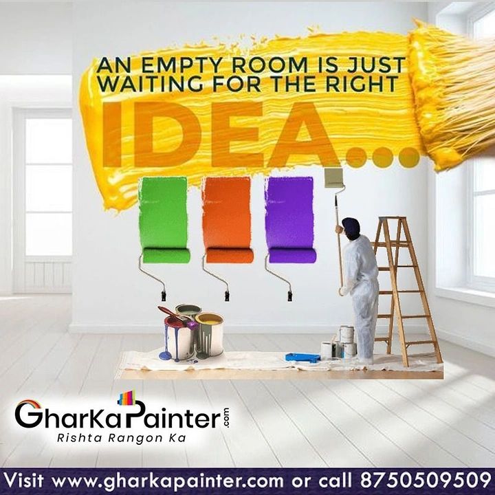 House Painters creative ad: Rollers painting 'IDEA' on empty room