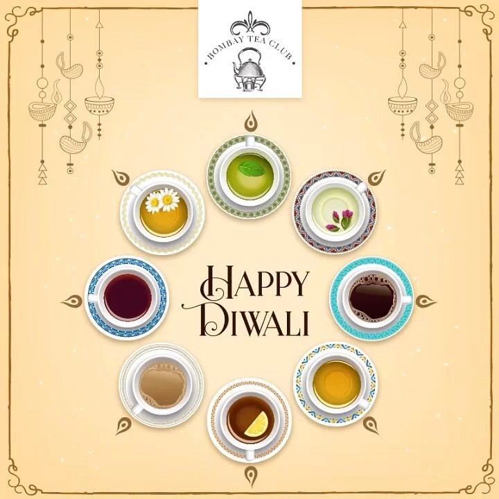 Diwali creative ad: Ring of overhead teacups forming a rangoli