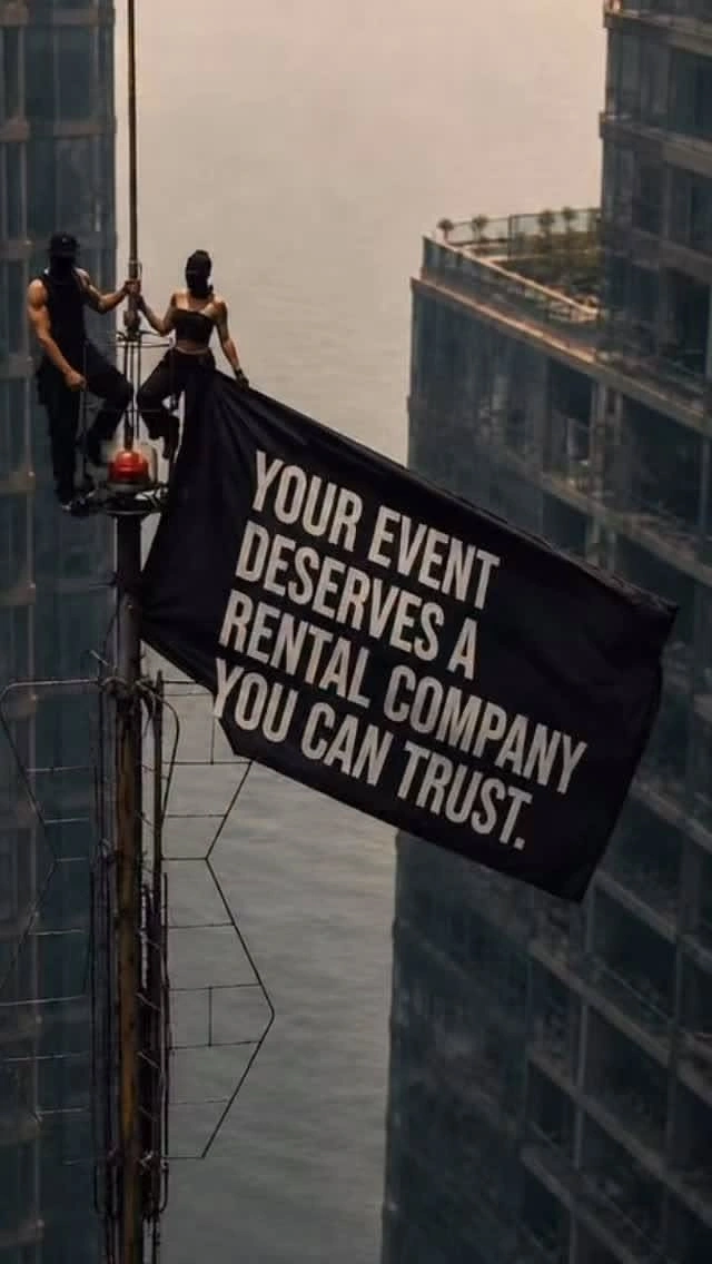 Banquet Halls & Venues creative ad: Climbers hang banner: trust metaphor