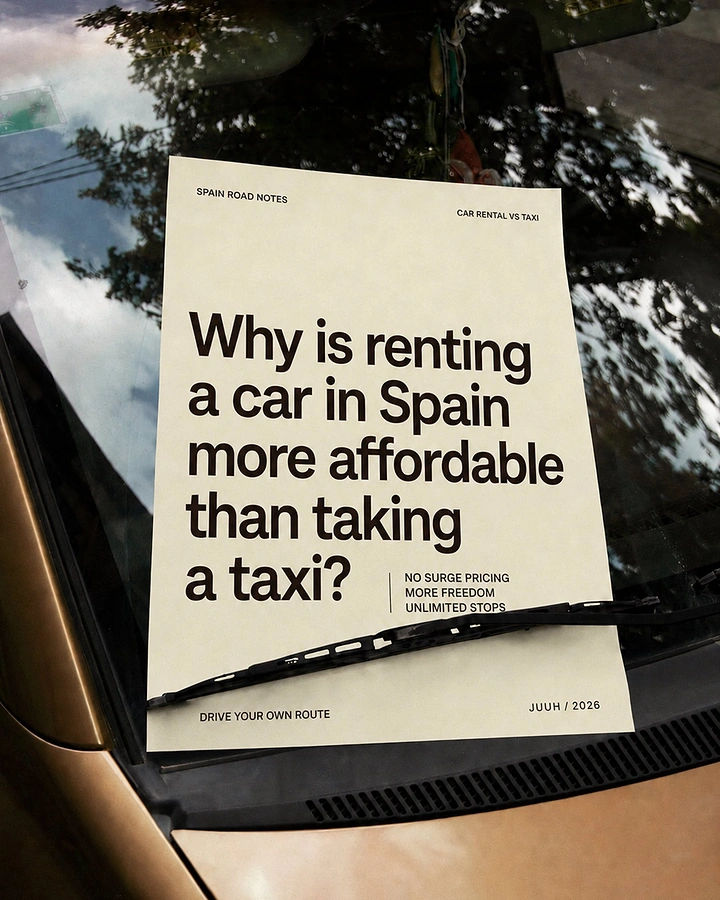 Car Rental creative ad: Windshield flyer: renting cheaper than taxi