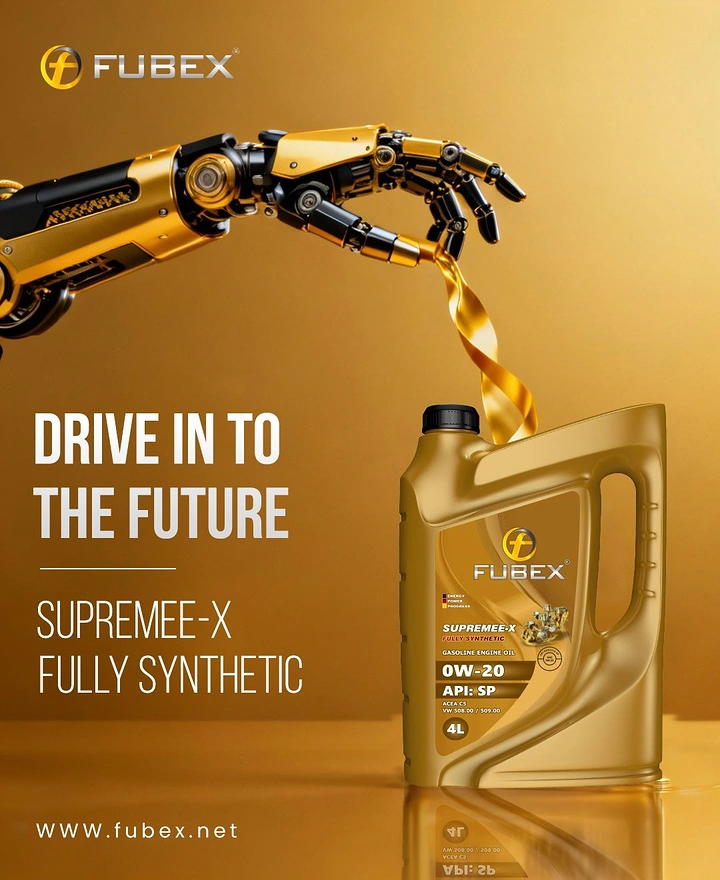 Engine Oil & Lubricants creative ad: Robot arm signals futuristic lubrication