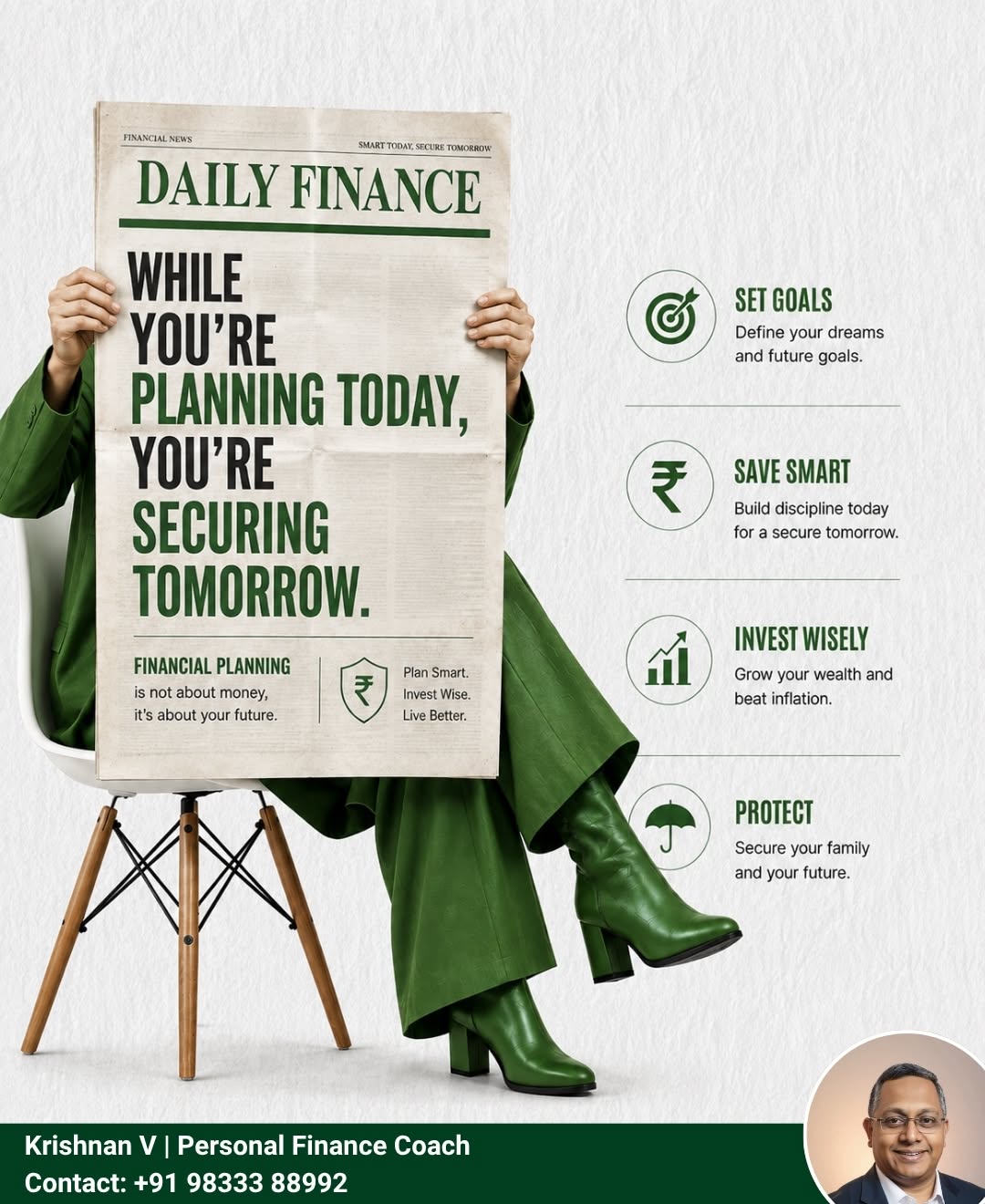 Instagram post: Newspaper headline 'Daily Finance' metaphor