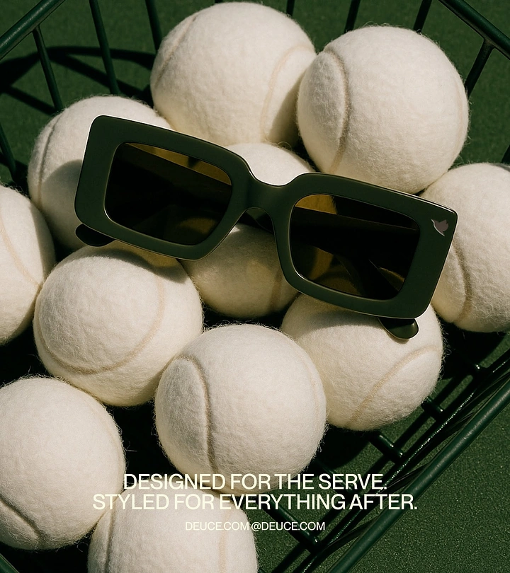 Sunglasses Brands creative ad: Tennis-ball styling reinforces serve pun