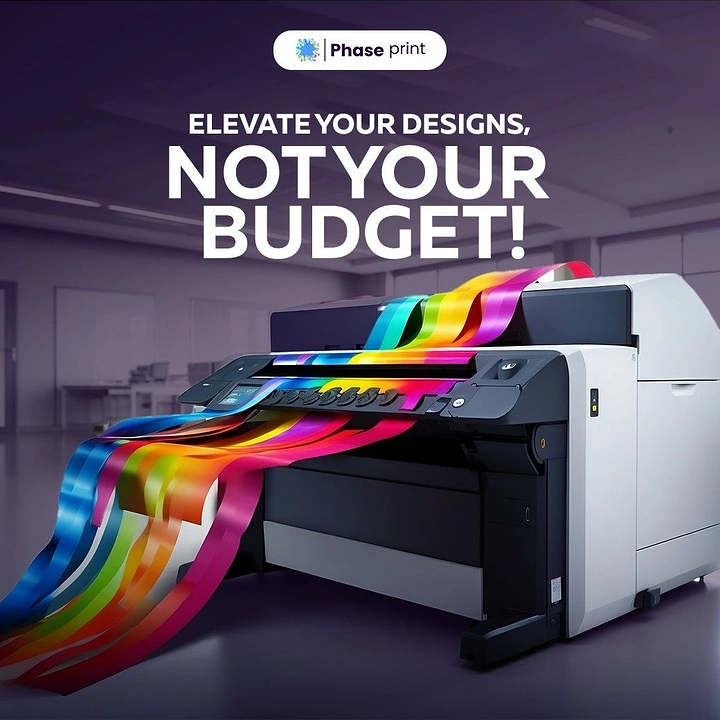 Printing Shops creative ad: Printer spilling rainbow ink ribbons, witty copy
