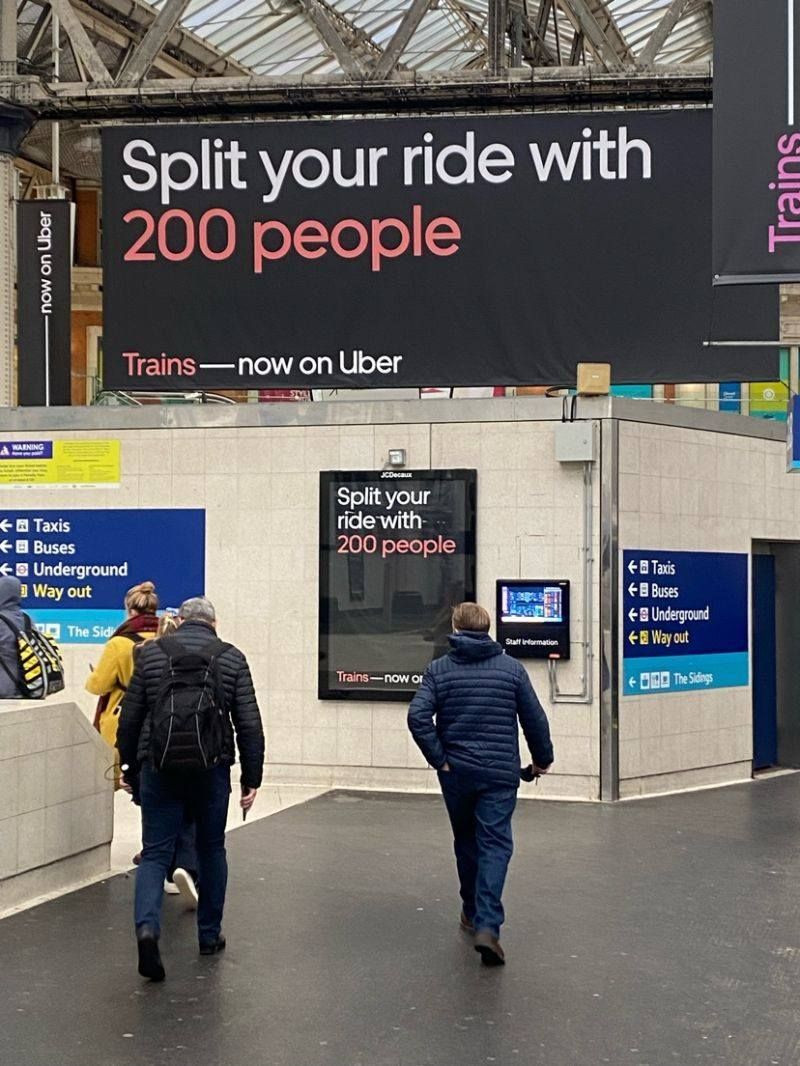 Instagram post: Witty Uber copy with strong transit context