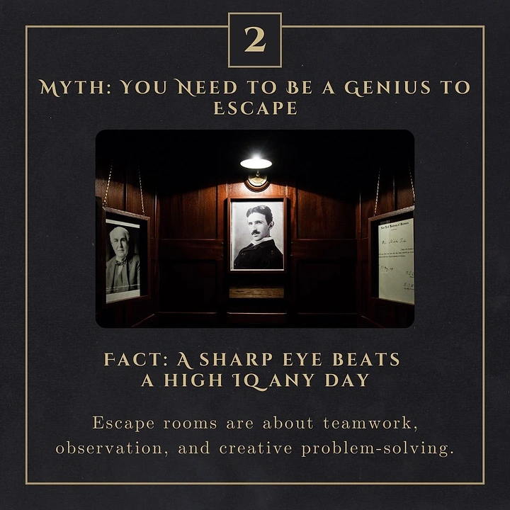 Escape Rooms creative ad: Challenges genius myth with evidence framing