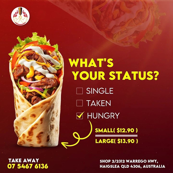 Arabic & Middle Eastern Restaurants creative ad: Shawarma status-poll copy idea