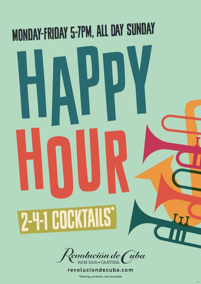 Bars & Pubs creative ad: Distinctive illustrated cocktail-party world