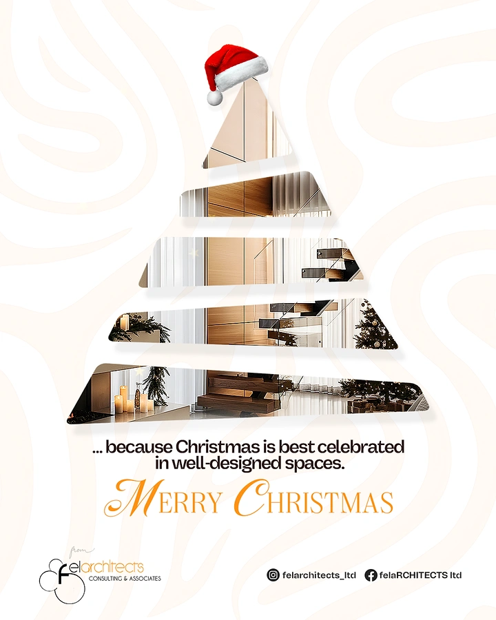 Christmas creative ad: Christmas tree built from sliced interior photos