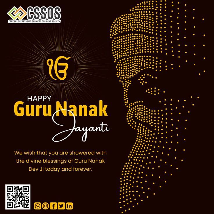 Golden halftone dot profile of Guru Nanak