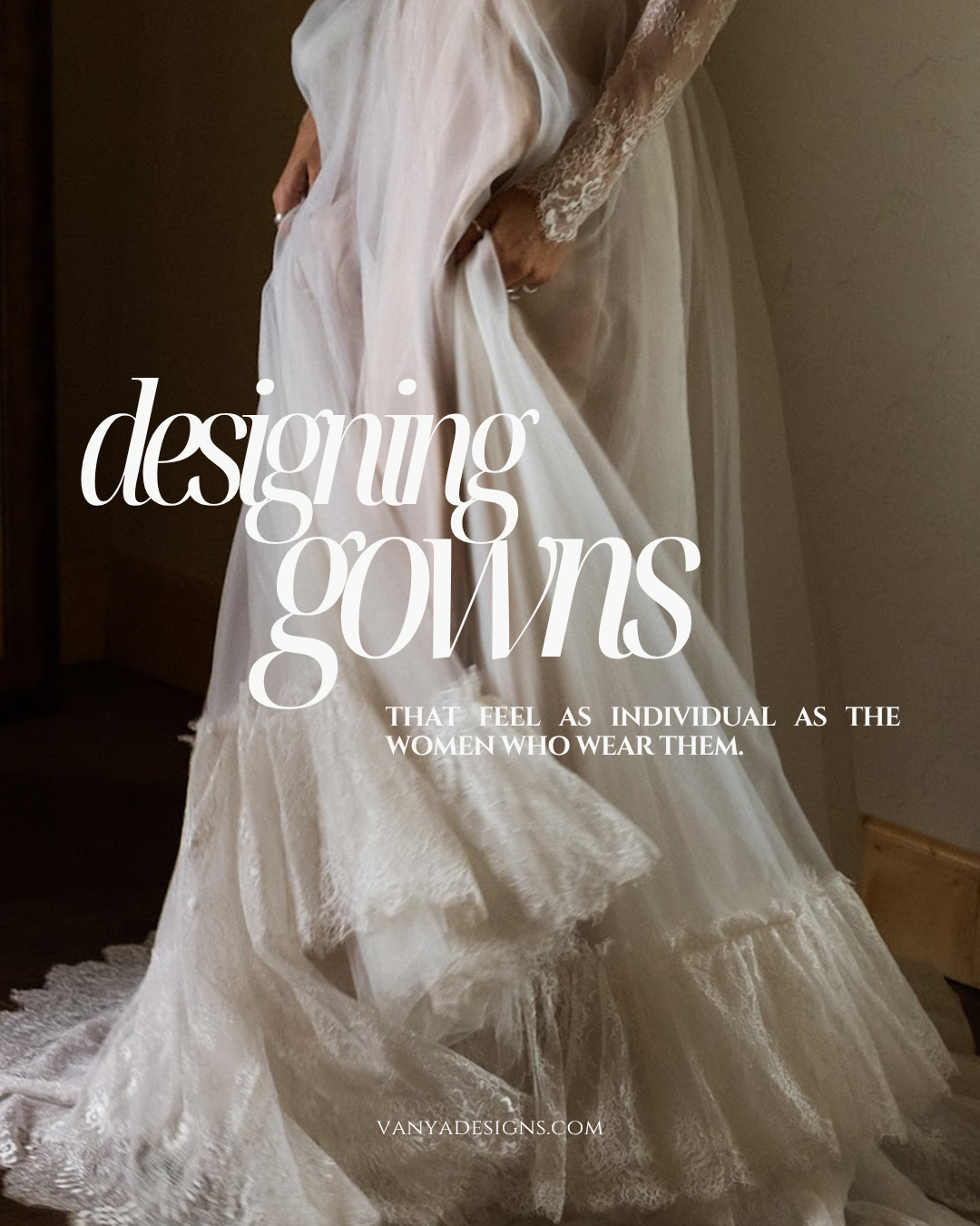 Instagram post: Exceptional typography-led gown campaign