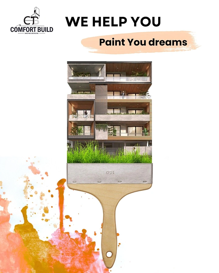 House Painters creative ad: Paintbrush handle becomes building tower