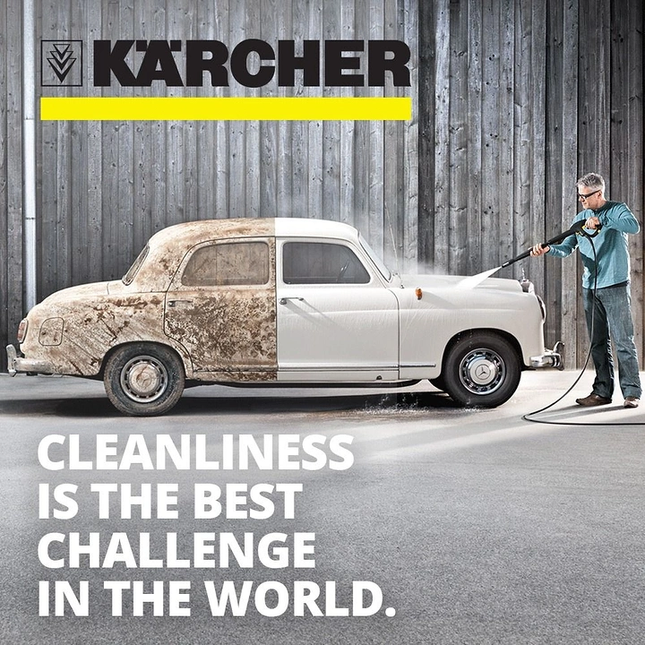 Car Wash & Detailing creative ad: Half-dirty half-clean car before/after split