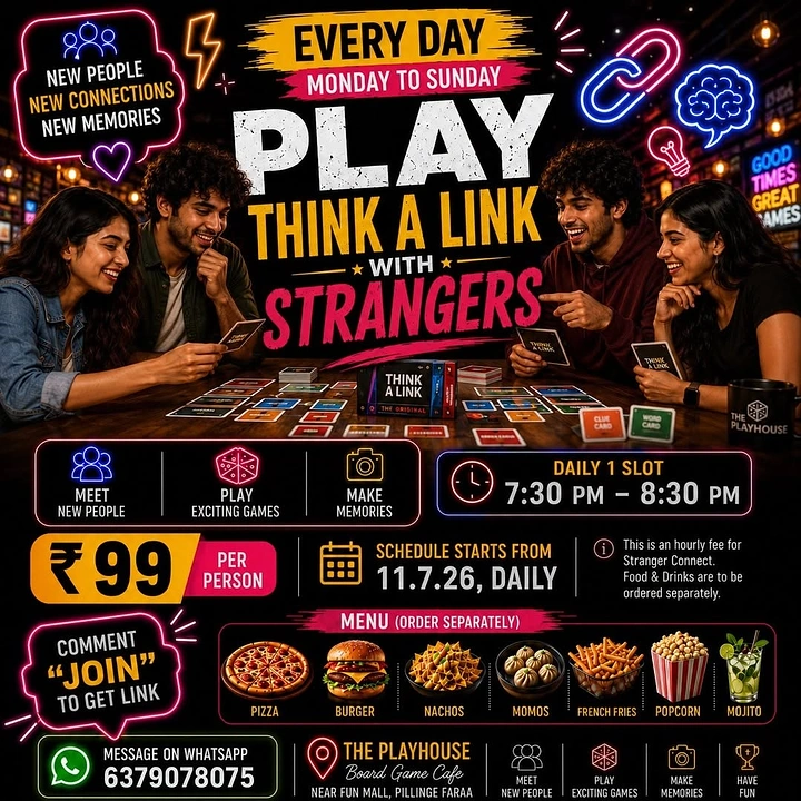 Board Games & Game Cafes creative ad: Play-with-strangers social event concept