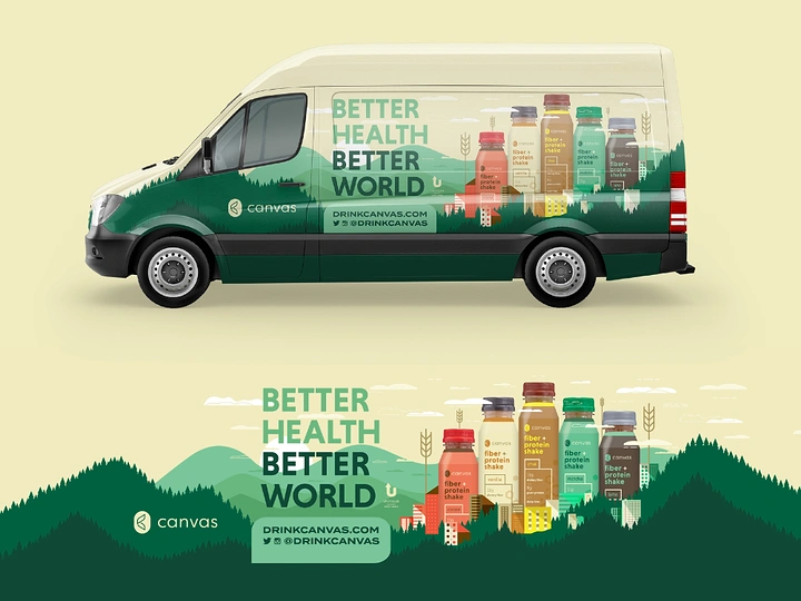 Window Tinting & Car Wraps creative ad: Health-themed van visualizes better-world promise