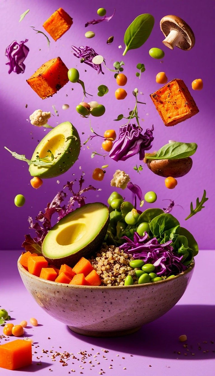 Salad Bars & Healthy Restaurants creative ad: Ingredients explosively orbit the bowl