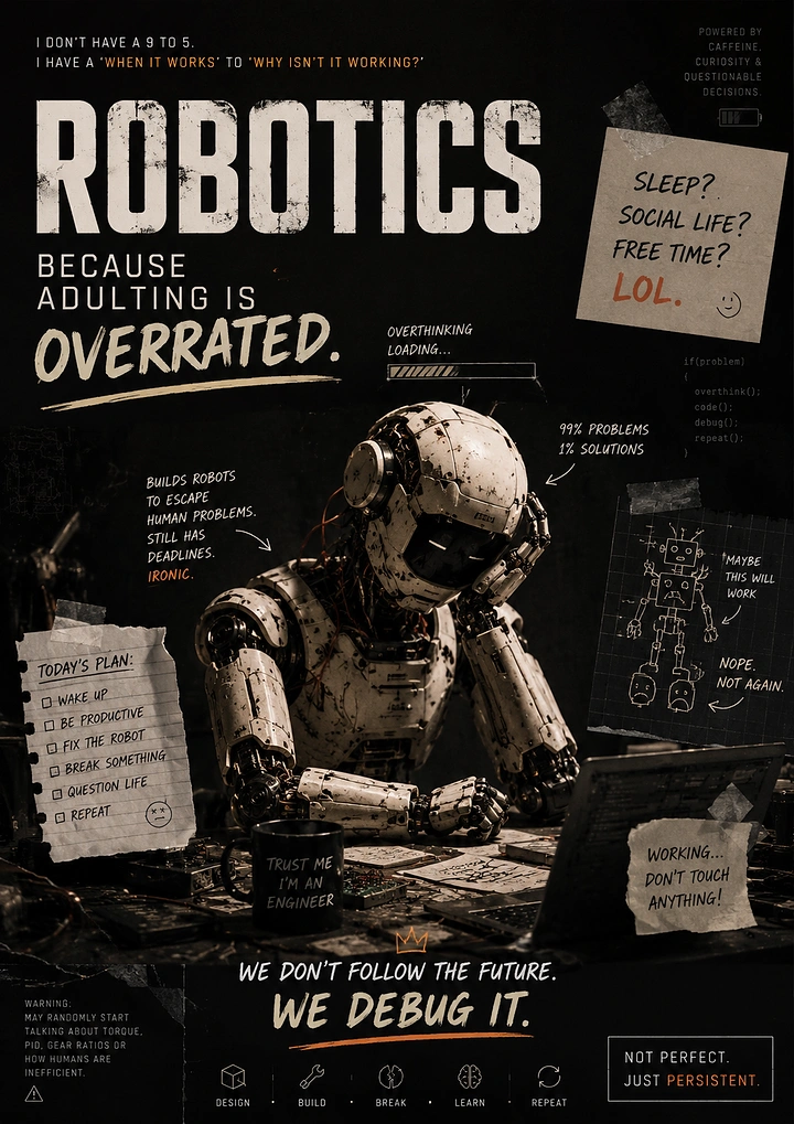 Robotics & STEM Classes creative ad: Witty adulting concept supports robotics classes