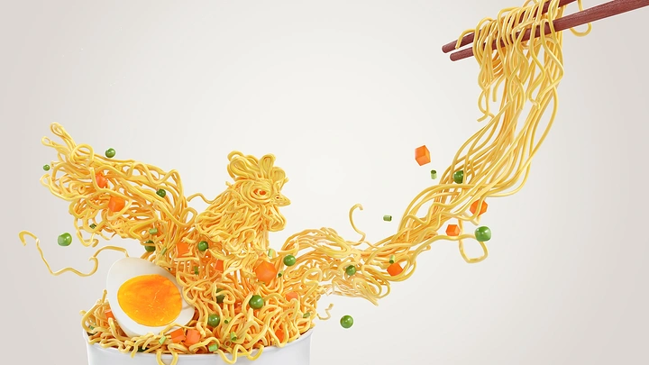 Instant Noodles & Pasta Brands creative ad: Outstanding craft forming noodle dragon