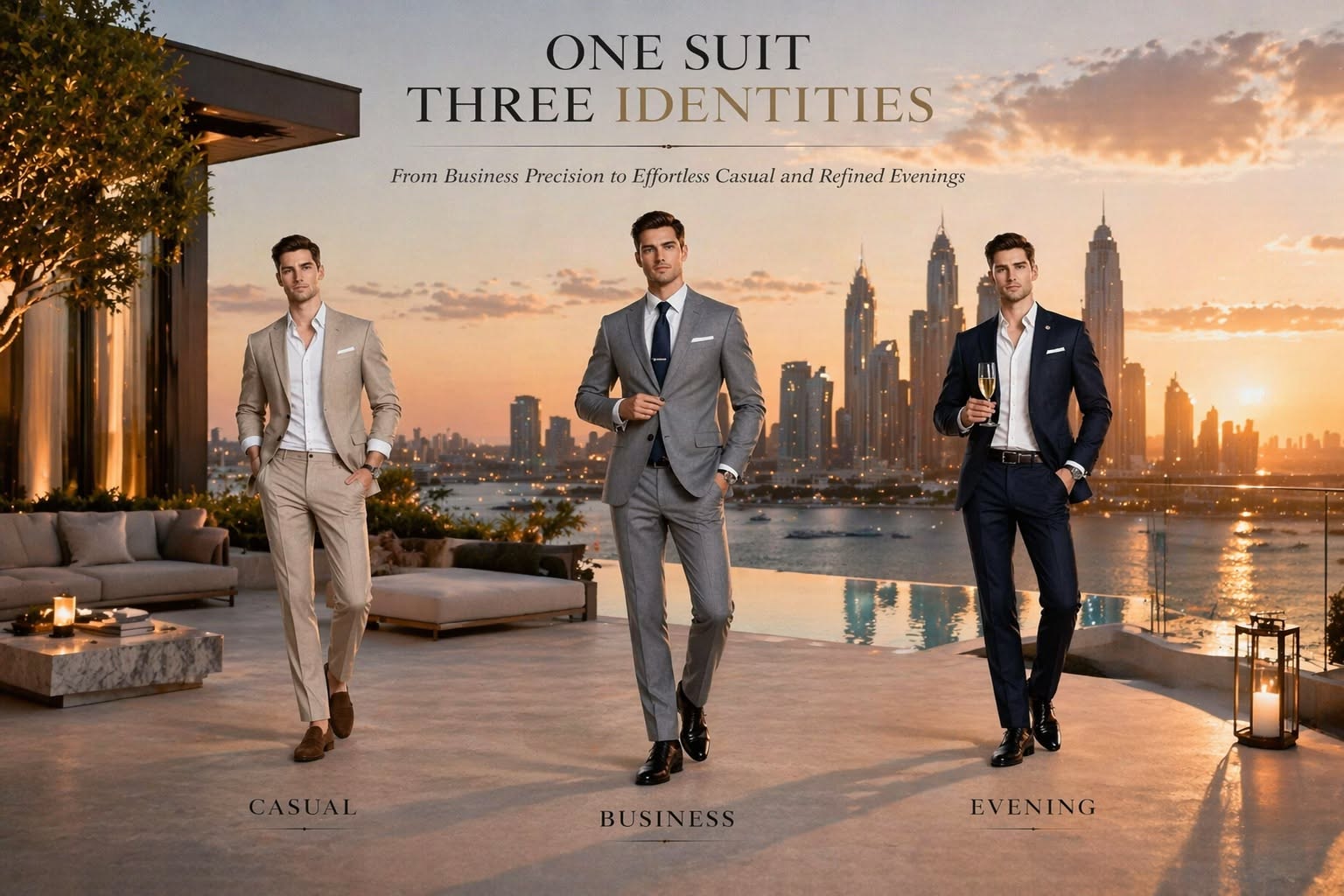 Banner: One suit transforms across identities
