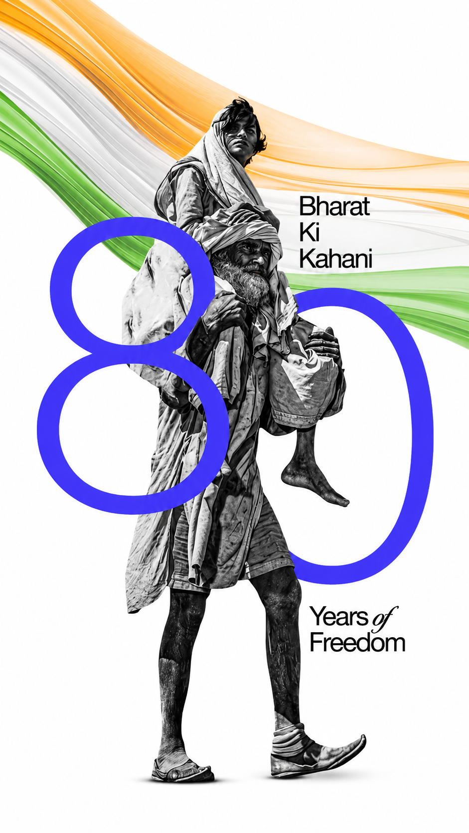 Independence Day Story: Elderly man carrying a child on his shoulders, walking