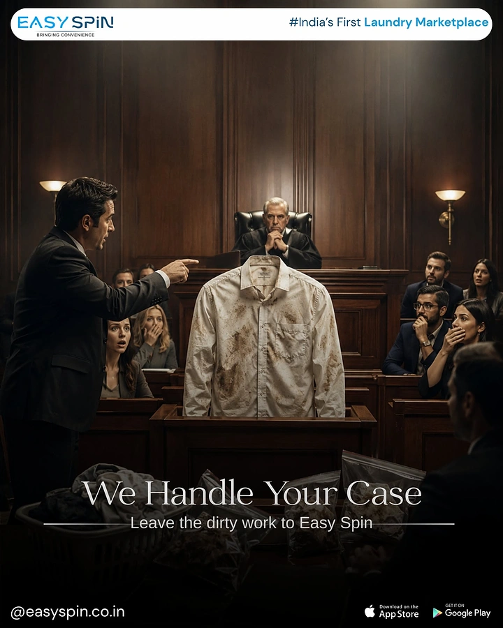 Laundry & Dry Cleaning creative ad: Stained shirt on trial: we handle your case
