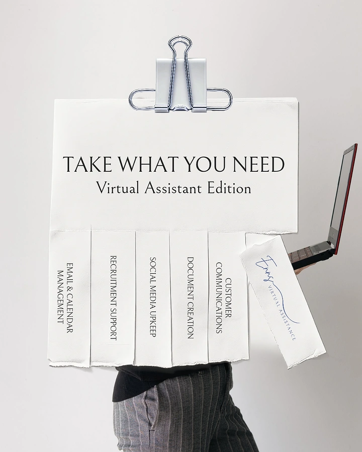 Virtual Assistant Services creative ad: Tear-off sheet visualizes choosing VA services