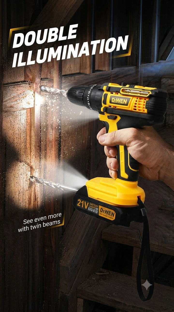 Power Tools creative ad: Double illumination feature made visual