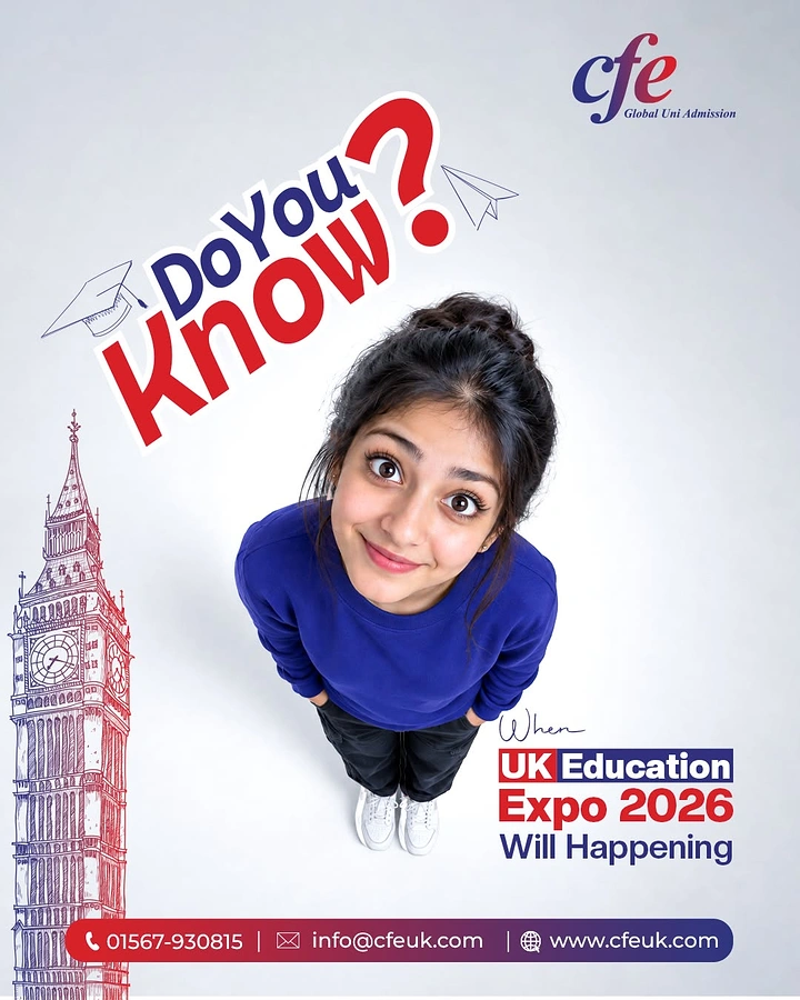 Study Abroad Consultants creative ad: Overhead student and Big Ben metaphor
