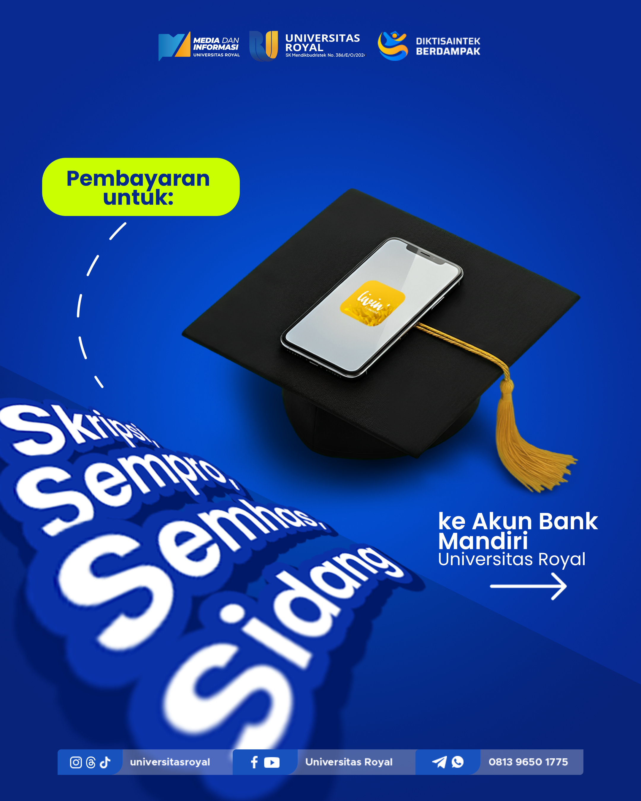 Instagram post: Payment connected to graduation metaphor