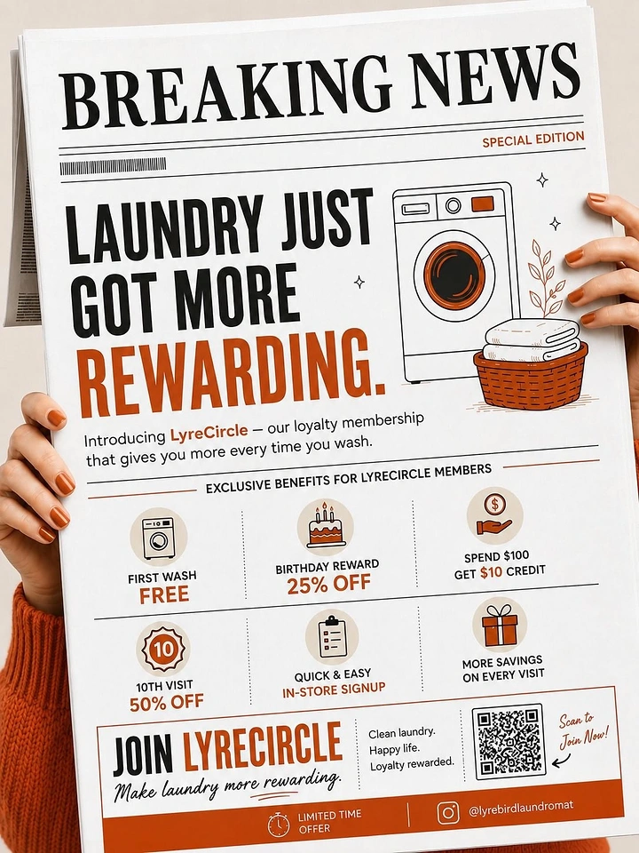 Laundry & Dry Cleaning creative ad: Breaking-news newspaper for loyalty launch