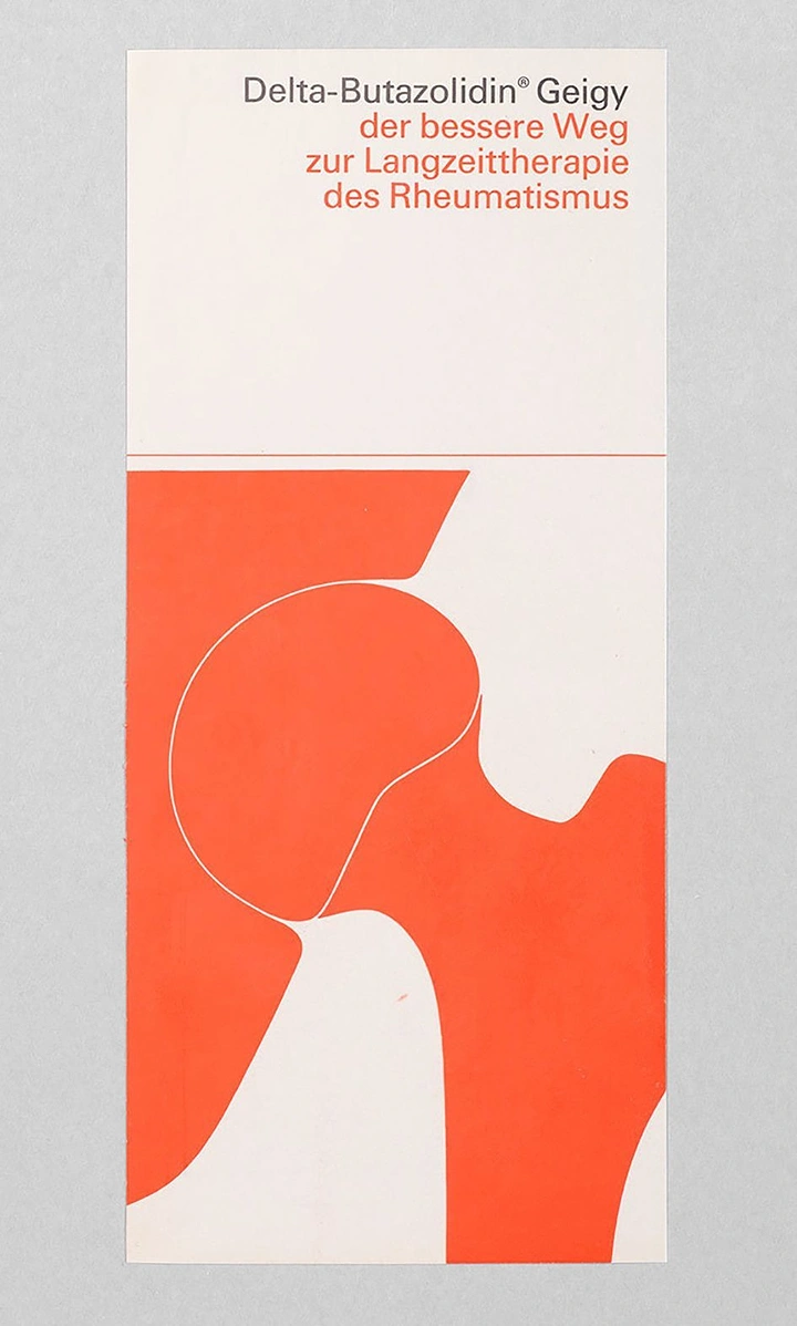 Healthcare creative ad: Abstract flat red-orange hip joint shape
