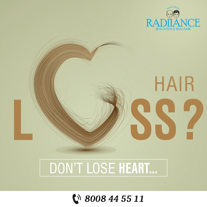 Hair Transplant & Hair Clinics creative ad: Hair strand heart replaces O in LOSS