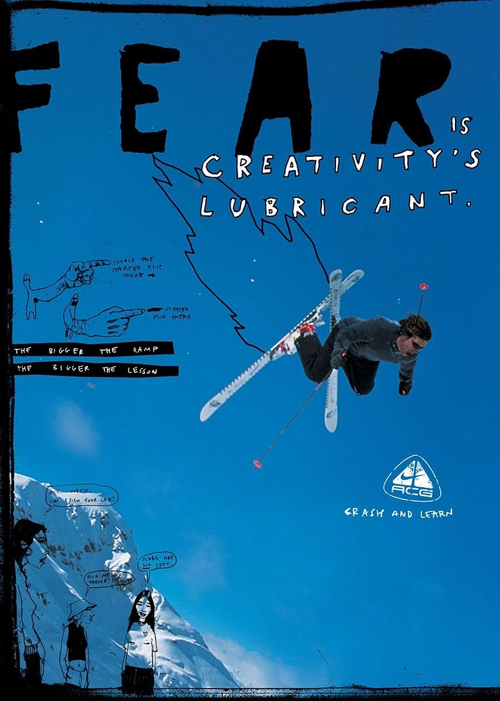 Adventure Sports & Trekking creative ad: Playful scale metaphor turns fear into creativity
