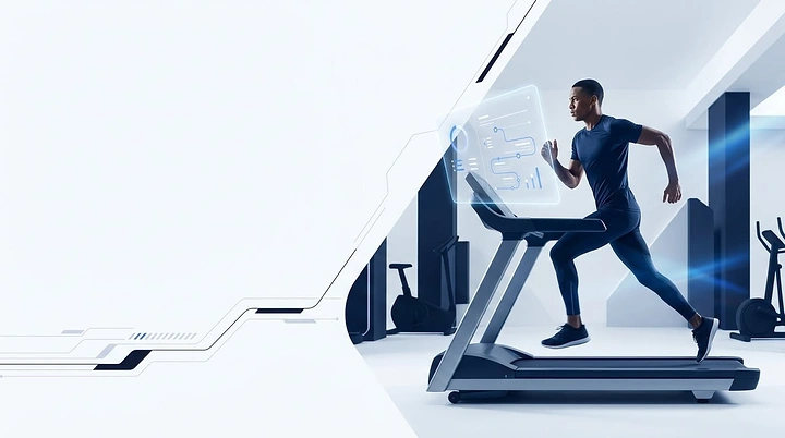 Fitness Equipment Stores creative ad: Futuristic architectural treadmill composition