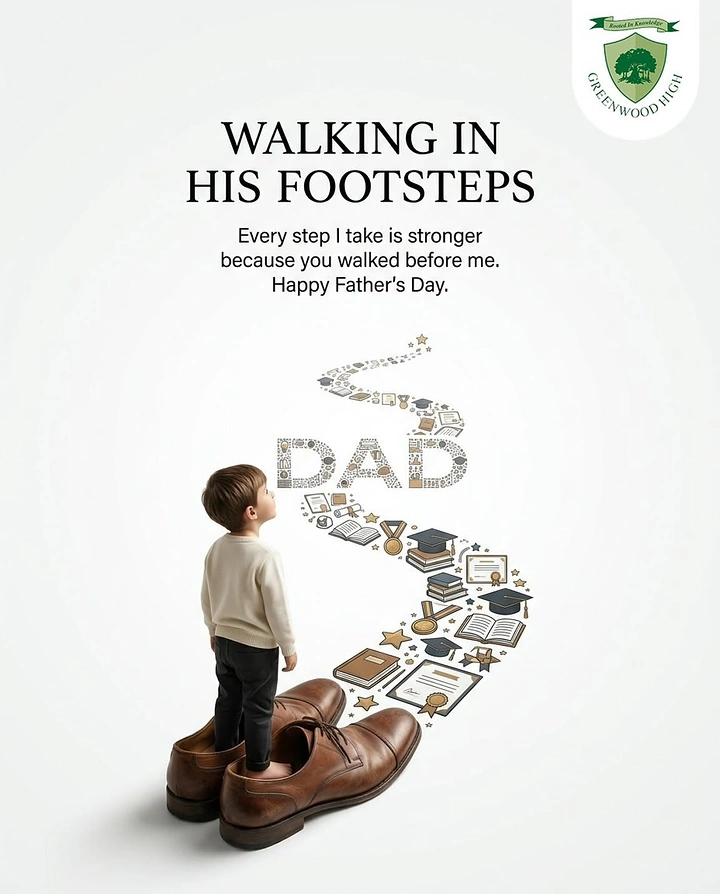 Father's Day creative ad: Boy standing in father's oversized leather shoes