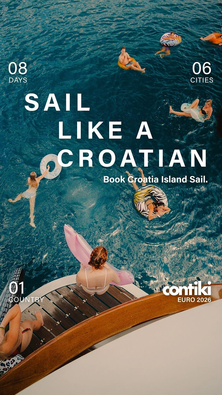 Cruises & Cruise Lines creative ad: Overhead swimmers create adventurous travel scene