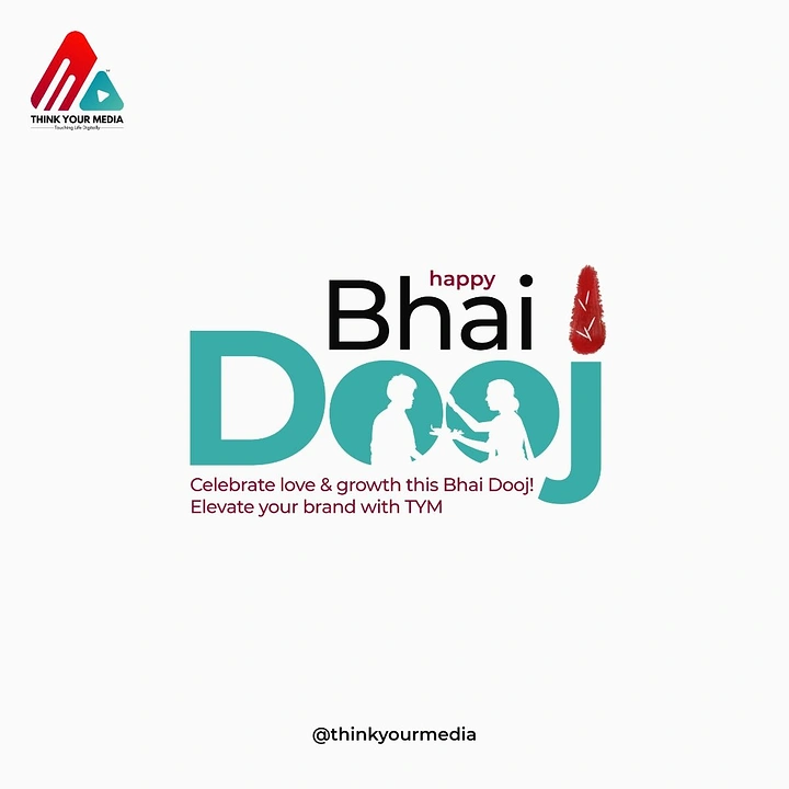 Bhai Dooj creative ad: Bhai Dooj wordmark with tilak-ceremony silhouettes cut into the letters