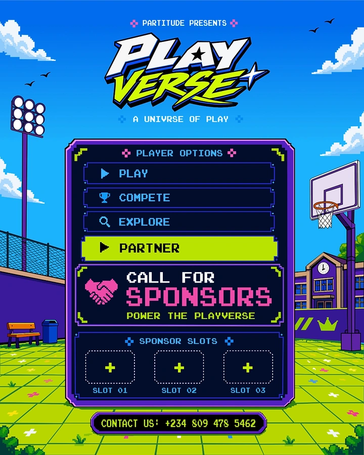 Gaming & Esports creative ad: Pixel game menu as sponsor call