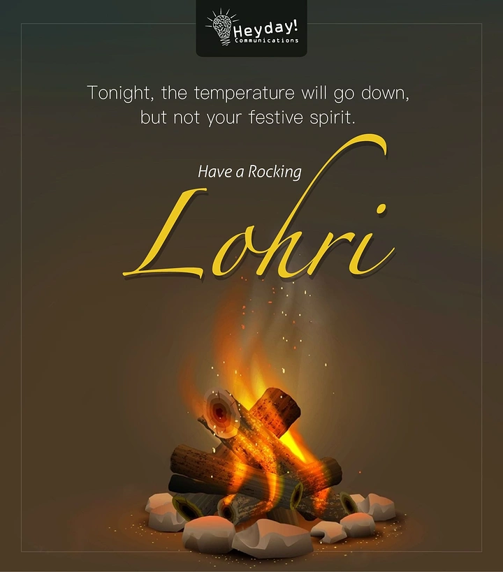 Lohri creative ad: Glowing bonfire of logs and stones